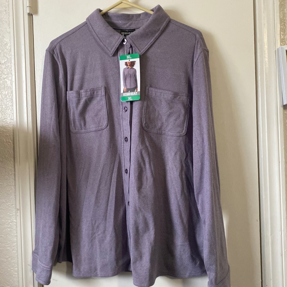 32 degrees NWT Cozy Soft Women's XL Heather Button up Long Sleeve Shirt Top